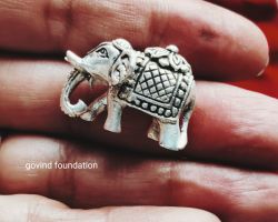 Silver Elephant trunk down 85gm solid silver elephant soond neeche chandi ka thoss hathi