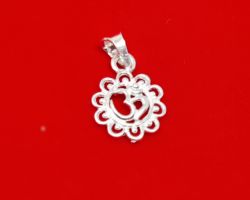 Silver om locket with flowers design om pendant