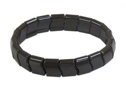 Black tourmaline bracelet capsule shape broad bracelet