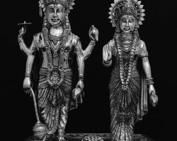 Laxminarayan idol in silver pure silver Vishnu laxmi idol  5 inches