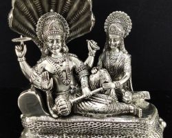 Silver laxminarayan on sheshnaag silver Vishnu laxmi idol on sheshnaag