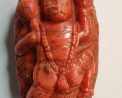 Coral Hanuman idol munga stone Hanuman murti 2.9 inches