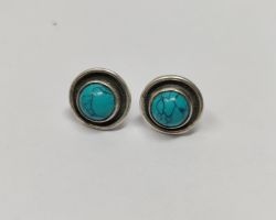 Turquoise earrings natural turquoise silver studs firoja earrings tops