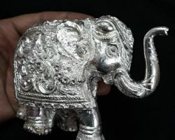 Silver elephant trunk up 1kg solid  chandi ka hathi sund upar