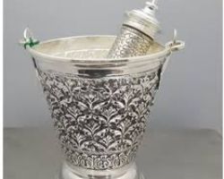 Silver pichkari and bucket chandi ki pichkari balti set