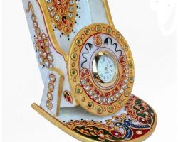 Marble table clock with mobile stand marble mobile holder cum clock