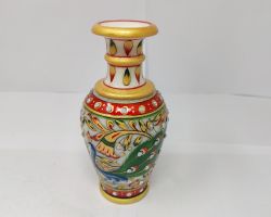 Marble flower vase 6 inches marble flower pot red