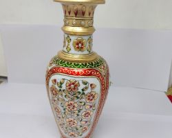 Marble flower vase marble flower pot 9 inches red green