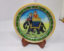 Marble decor plate with stand 6 inches elephant