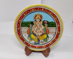 Marble ganesh plate with stand 6 inches