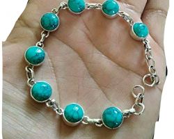Firoza silver bracelet 8 beads turquoise silver bracelet