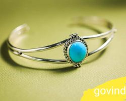 Turquoise Bangle silver firoza kada