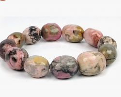 Rhodonite bracelet tumbled shape original rhodonite bracelet