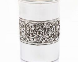 Silver glass 5 inches oxidised design chandi ka glass silver tumbler
