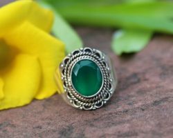 Emerald Ring in silver emerald silver ring oxidised