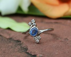 Blue supphire ring blue supphire silver ring