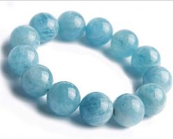Aquamarine bracelet 10mm natural aquamarine stone bracelet