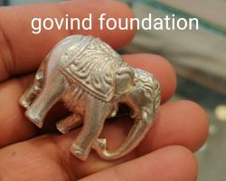 Pure silver elephant trunk down 80gm right foot forward chandi ka thoss hathi soond neeche