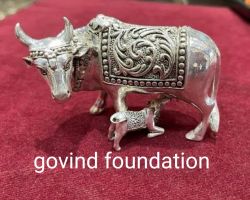 Silver cow calf set 150gm chandi ki gay bachhada set