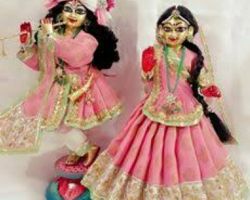 Radha Krishna dress gota Patti border pink Radha Krishna poshak