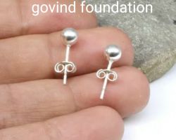 Silver ball earrings pure silver earrings in silver ball design