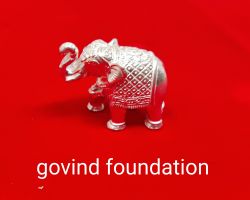 Silver elephant for rahu dosh trunk up 60gm  solid pure silver elephant