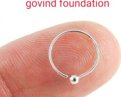 Nose ring hoop with ball pure silver nose ring ball design