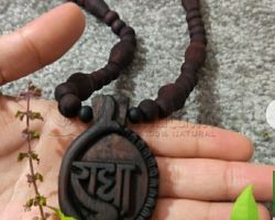 Shri Radha Naam locket Tulsi neck mala original Tulsi kanthi mala with Radha locket fine finish