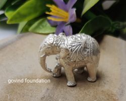 Pure silver elephant trunk down 65 gm solid right foot forward chandi ka thoss hathi soond neeche