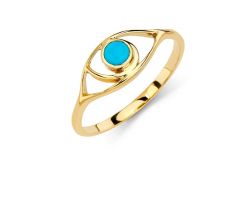 Turquoise Gold Ring evil eyes Turquoise gold Ring