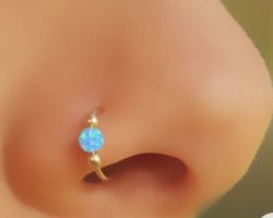 Opal gold nose ring blue opal gold nose ring hoop