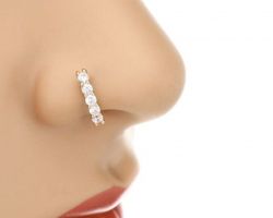 Diamond nose ring hoop diamond gold nose ring