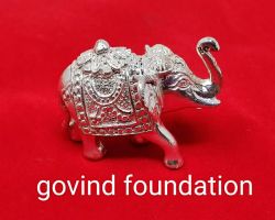Pure Silver elephant trunk up solid right foot forward 55gm chandi ka