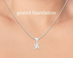 Pure silver swastik pendant with chain silver swastik locket with chain
