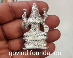 Silver Laxmi idol 2 inches pure silver Laxmi statue 75gm chandi ki Laxmi ji