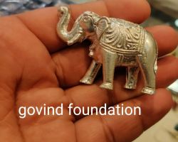 Silver Elephant trunk up 110gm Right foot forward chandi ka thoss hathi soond upar