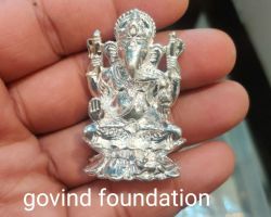Silver ganesh idol solid 5cm pure silver ganesh statue 70gm chandi ke ganesh
