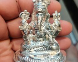 Silver Ganesha idol light weight 30gm pure silver ganesh idol 6cm chandi ke ganeshji