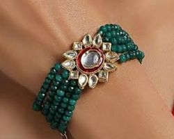 Emerald kundan bracelet green broad design kundan emerald bracelet