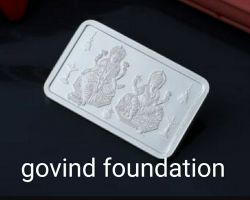 Laxmi ganesh on pure silver bar rectangular shape laxmi ganesh on silver rectangular piece