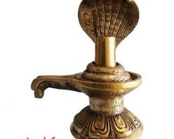 Brass shivling 3 inches pure brass shivling with sheshnaag