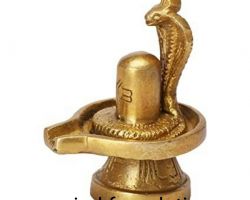 Brass shivling 5 inches pure brass shivling with sheshnaag