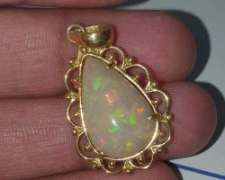 Fire Opal Gold Pendant natural fire Opal with pendant