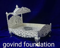 Pure Silver bed for laddu gopal 6×3 inches chandi ka bed