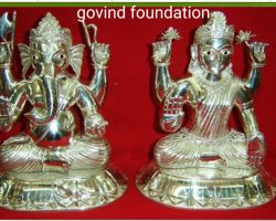 Pure silver Laxmi ganesh idol fine finish 3 inches chandi ke laxmi ganesh