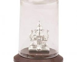 Pure silver ganesh idol glass framed  gift items  glass framed ganesh idol in silver