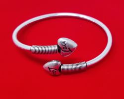 Sterling Silver bangle heart shape mouth pure Silver kada