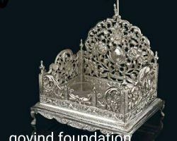 Silver singhasan  with chhatra pure silver throne