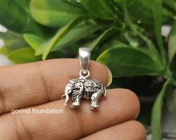 Pendant silver elephant trunk down pure silver elephant pendant