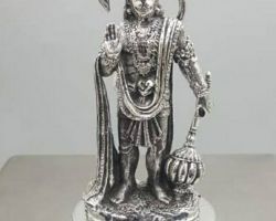 Silver Hanuman idol standing 5 inches pure silver Hanuman statue